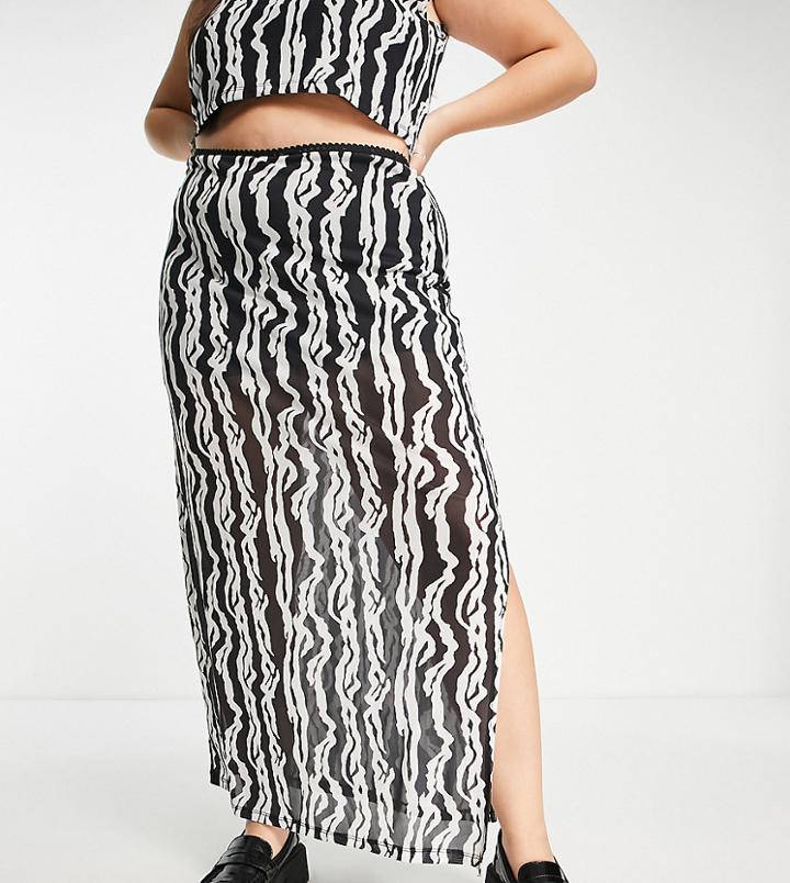 Reclaimed Vintage Inspired Plus Maxi Skirt In Zebra Print - Part Of A Set-multi