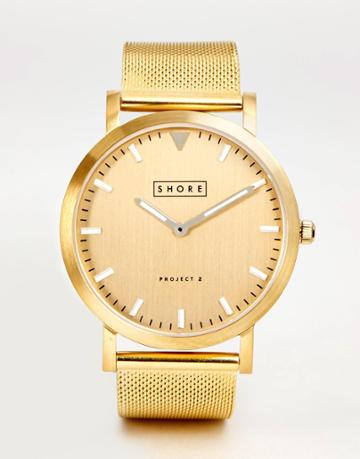 Shore Projects Mesh Strap Watch With Interchangeable Strap Mechanism - Gold