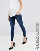 Asos Maternity Ridley Skinny Jean In Minx Wash With Under The Bump Waistband - Blue