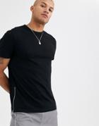 Asos Design T-shirt With Side Zips In Black