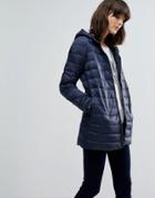 Jdy Mash Tube Quilted Hooded Jacket - Blue