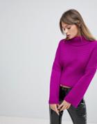 Miss Selfridge Exclusive Fluted Sleeve Sweater - Purple