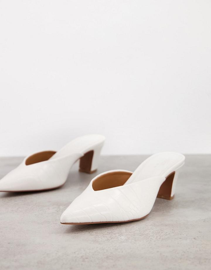 Asos Design Siena Mid Heeled Mules In White