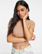 Asos Design Slim Fit T-shirt In Rib In Chestnut-brown