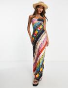 Free People Fiona Rainbow Patchwork Maxi Dress In Multi