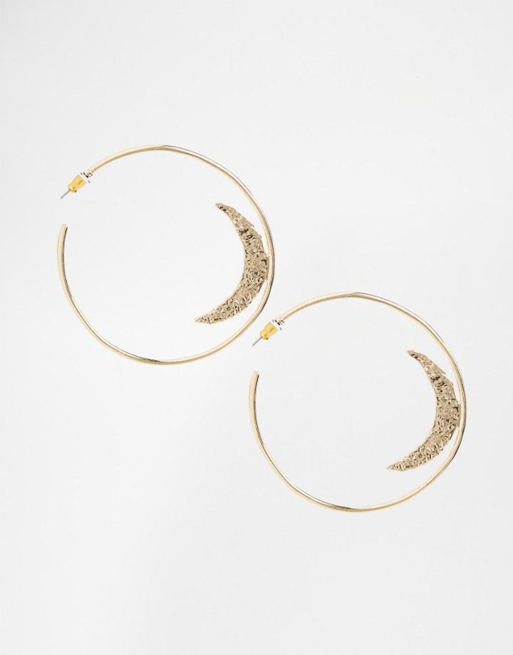 Asos Moon Hoop Earrings - Gold