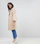 Asos Curve Crepe Pocket Detail Coat - Stone