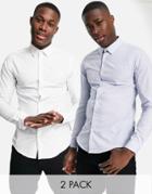 French Connection 2 Pack Skinny Fit Formal Shirt-blue