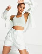 Reebok High Waisted Tailored Shorts In Pastel Green