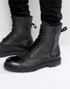 Boss Orange By Hugo Boss Tonkin Military Lace Up Boots - Black