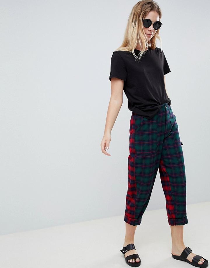 Asos Design Bree Pants In Mixed Check - Multi