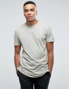 New Look Longline T-shirt In Light Khaki - Green