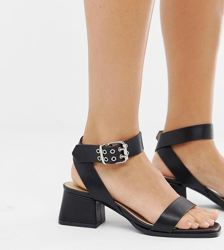 Raid Wide Fit Bessie Black Block Heel Sandal - Black