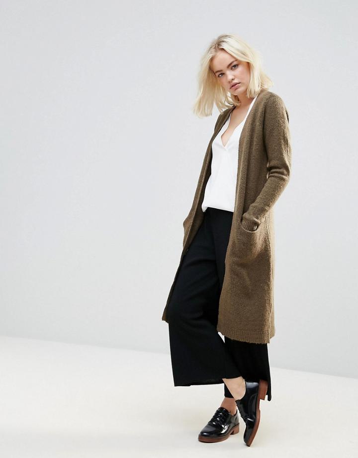 B.young Longline Open Cardigan - Green