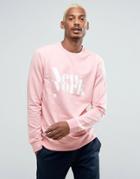 Bershka Ny Slogan Sweatshirt In Light Pink - Pink