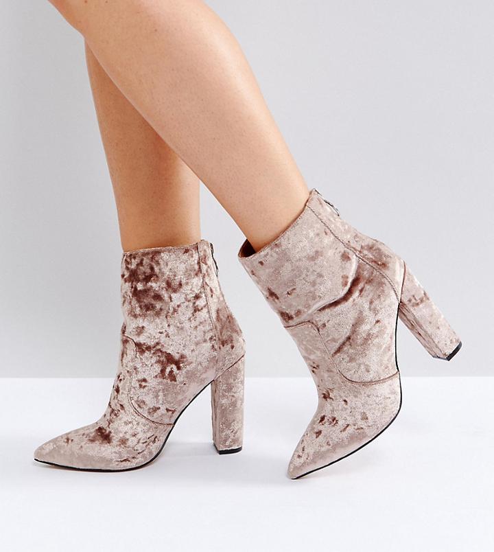 Asos Eva Wide Fit Pointed Boots - Beige
