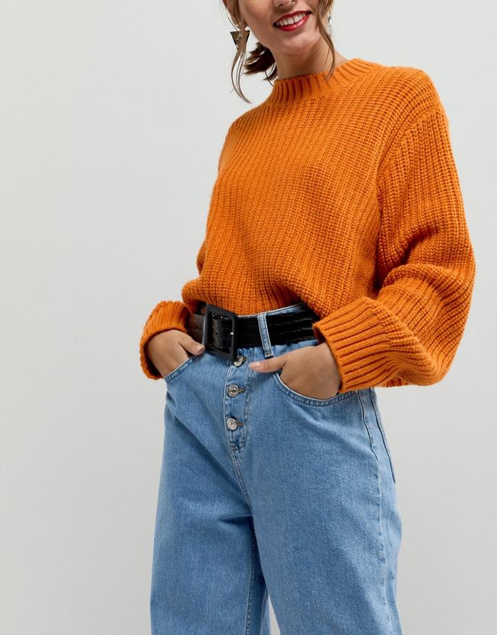 Glamorous Faux Croc Waist And Hip Jeans Belt-black