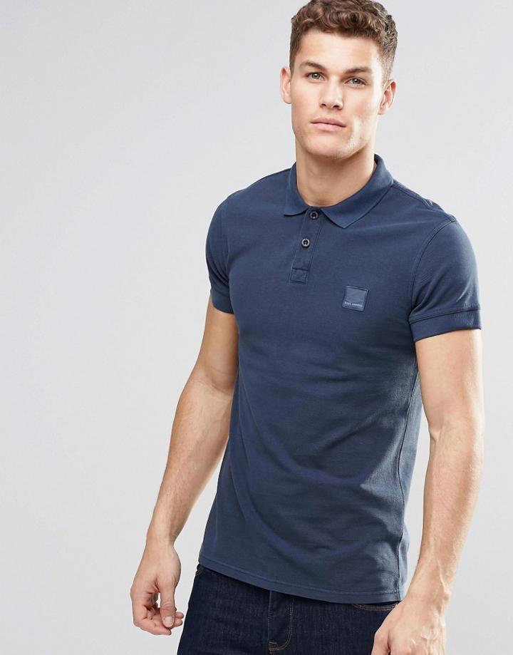 Boss Orange Polo Shirt With Logo In Slim Fit Navy - Navy