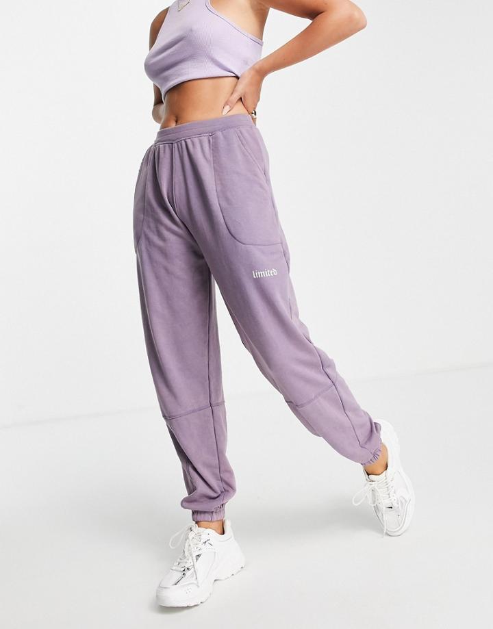 Night Addict Oversized Acid Wash Sweatpants-purple