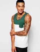 Asos Fitted Fit Tank With Stretch And Contrast Yoke And Pocket