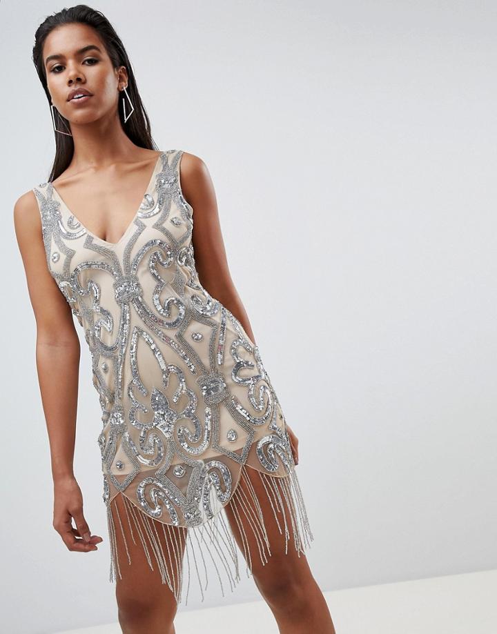 Rare Embellished Fringe Mini Dress - Pink