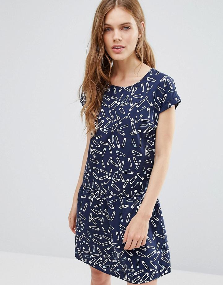 Noisy May Carlos Safety Pin Tea Dress - Navy