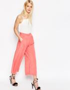 Asos Pleat Front Woven Culottes - Coral