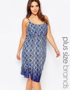 Diya Plus Cami Dress In Geo Print - Blue