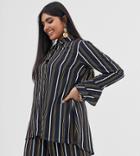 Verona Curve Long Sleeve Shirt Two-piece In Multi Stripe
