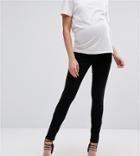 Asos Design Maternity Ridley High Waisted Skinny Jeans In Clean Black With Over The Bump Waistband