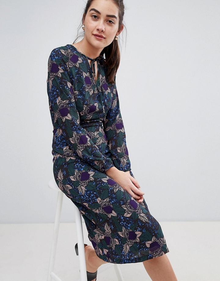 Sugarhill Boutique Noor Abstract Floral Midi Dress - Multi