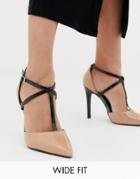 New Look Wide Fit Pointed Court Shoe - Tan