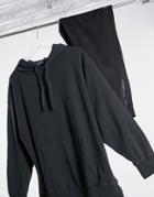 Asos Design Oversized Panelled Hoodie In Washed Black-grey