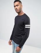 Jack & Jones Core Crew Neck Long Sleeve Top With Arm Print - Black