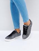 New Look Glitter Lace Up Sneaker - Black