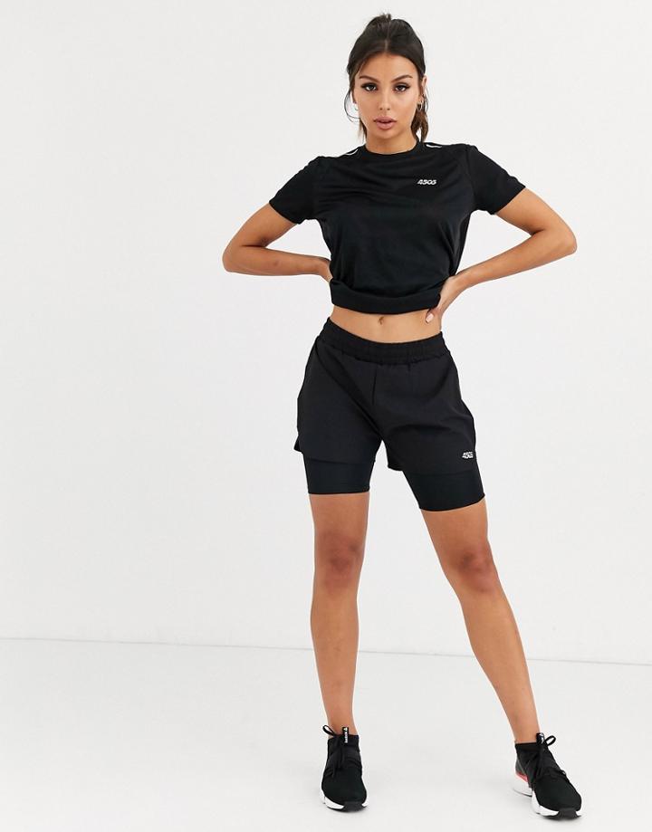 Asos 4505 Icon Woven Run Shorts With Underlayers-black
