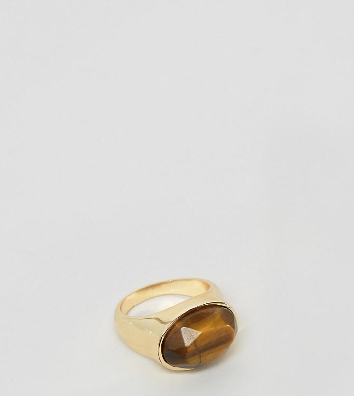 Designb Tigers Eye Stone Ring In Gold Exclusive To Asos - Gold