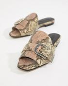 Asos White Clover Leather Flat Mules - Multi