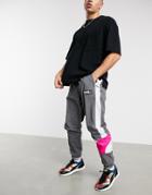 Puma Hoops Color Block Track Pants In Gray And Pink-grey