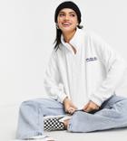 Quiksilver Logo 1/4 Zip Cropped Fleece In White Exclusive At Asos