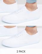 Asos Sneakers 2 Pack In White Save 20%