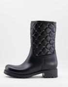 Asos Design Gala Quilt Pattern Rain Boots In Black