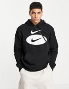 Nike Swoosh League Hbr Logo Fleece Hoodie In Black