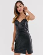 Moon River Faux Leather Strappy Mini Dress