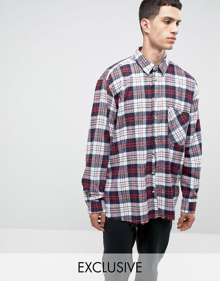 Reclaimed Vintage Inspired Oversized Plaid Shirt - Red