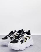 Truffle Collection Chunky Sporty Runner Sneakers In White And Black