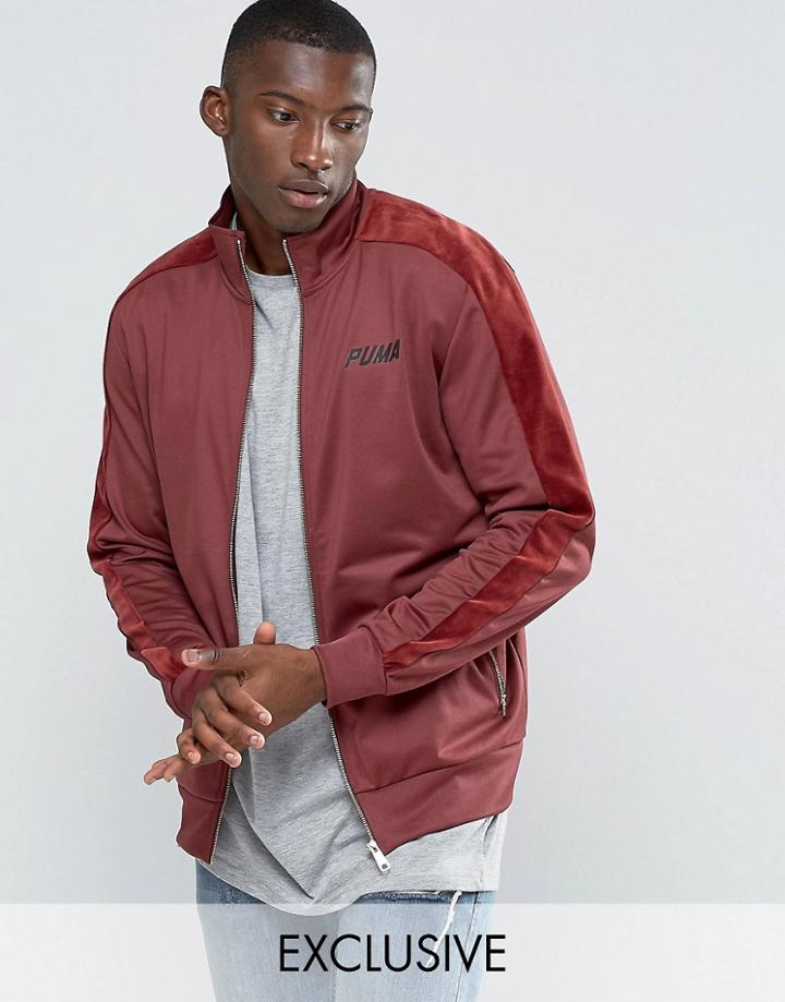 Puma Track Jacket With Velvet Trim In Red Exclusive To Asos - Red