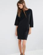 Asos Cotton T-shirt Dress With Raglan Sleeve & Boat Neck - Black