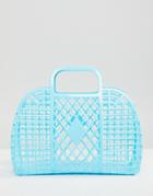 Monki Plastic Basket Bag In Blue - Blue