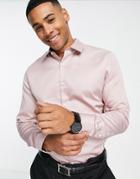 Topman Formal Sateen Slim Shirt In Dusty Pink